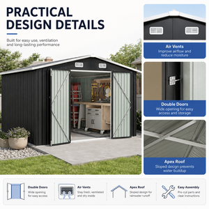 <span class=keywords><strong>Caseta</strong></span> de Jardín Metálica con Techo a Dos Aguas Personalizada, Cobertizo de Almacenamiento Exterior Impermeable, Venta al por Mayor OEM ODM para Proyectos Comerciales en Patios Traseros - Product Image 3