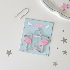 Wholesale 7cm Acrylic Star Wing Photo Card Keychain Mini 1 Inch ID Card Bag Hanging Ornament Bulk Small Holiday <b>Gift</b> Trinket - Product Image 2