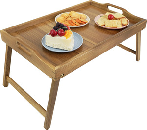 Acacia <span class=keywords><strong>bandeja</strong></span> de <span class=keywords><strong>cama</strong></span> con patas plegables casa y servir para el hotel muebles - Product Image 1