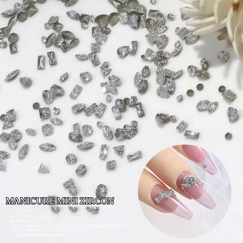 Mini nail art ZIRCON bottom color mezclado diamante luz lujo decoración de uñas