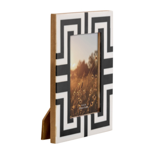Geometric Resin And Wood <b>Photo</b> <b>Frame</b> 4x6 In Rectangular Boho Decorative Picture <b>Frame</b> For Tabletop Or Wall - Product Image 2