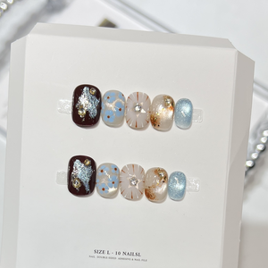 <span class=keywords><strong>Uñas</strong></span> Postizas Hechas a Mano con Diseño de Ojo de Gato, Color Blanco Francés, Lazo 3D, Copo de Nieve, Perlas y Diamantes de Imitación, Puntas Largas, Pegamento Acrílico ShuangYu, <span class=keywords><strong>Invierno</strong></span> - Product Image 3