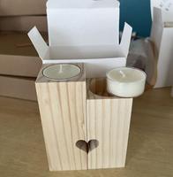 Porte-bougie en bois, Noël, mariage, table, ambiance romantique, porte-bougie en forme de cœur en pin