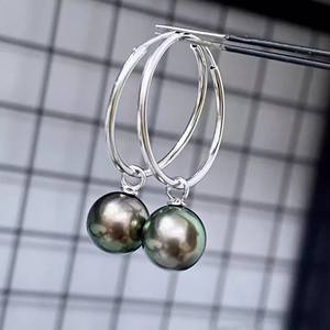 22611DIY Accesorio de Perla, Anillo de Plata S925 para Pendientes con Soporte Hueco, Cuentas Redondas de 9-15 mm para Pendientes de Perla - Product Image 1