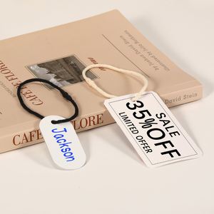 Étiquettes en coton avec cordon en plastique pour vêtements, chaussures, étiquettes à clipser pour bagages - Product Image 2