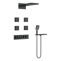 Système de douche encastré à jets de massage pour salle de bain Ensemble de douche à effet pluie mural avec mitigeur thermostatique à 5 voies Kit