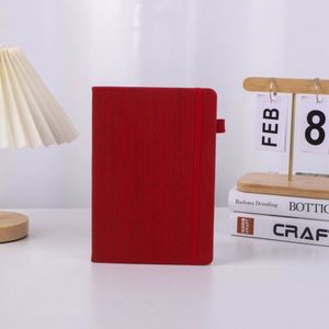 Carnet A5 en PU, couverture rigide, bande élastique, couverture en bois grainé haut de gamme, agenda de luxe, logo personnalisé pour entreprise - Product Image 6