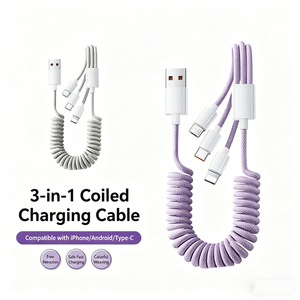 3-in-1 Car Spring <b>Data</b> <b>Cable</b> 100W Super Fast Charging Retractable Spiral <b>Data</b> <b>Cable</b> for Mobile Phones & Tablets - Product Image 3
