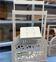 Decoración Islámica para Ramadán, Estante de Almacenamiento de Corán de Madera Plegable de 3 Niveles - Exquisito Organizador de Alfombras de Oración con Diseño Calado para Regalos de Eid