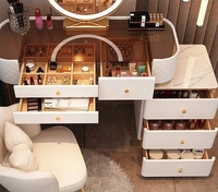 Coiffeuse moderne de luxe en bois, petite coiffeuse minimaliste pour chambre à coucher avec rangement
