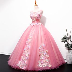<span class=keywords><strong>Robe</strong></span> de soirée de <span class=keywords><strong>princesse</strong></span> pour filles, tenue de bal pour femmes, tenue de fête <span class=keywords><strong>rose</strong></span> en dentelle appliquée - Product Image 3