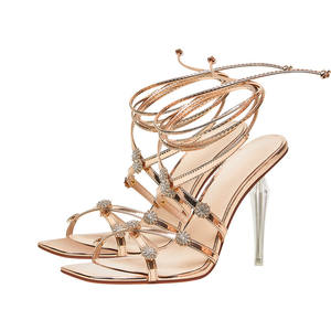 Vrouwen String Kraal Strass Zomer Feestjurk Sandalen Dames String Gelei Hoge Hak Sandalen - Product Image 6