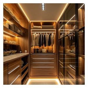 Armario con Puerta de Vidrio de Lujo Ligero 2024, Precio de Fábrica, Armario con Puerta de Vidrio para Dormitorio y Guardarropa - Product Image 1