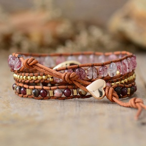 Jasper Boho <b>Adjustable</b> Handmade Chain <b>Bracelet</b> with Wrapped Waxed Cord and Small Beads Fashion Link Jewelry - Product Image 3