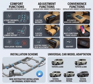 Asientos de Coche Modificados <span class=keywords><strong>SkyFly</strong></span> 1.0 VIP, Asiento de Cuero Premium para Sedán, SUV, LC300, LC200, LX600, LX570, Actualización Universal con Masaje - Product Image 2