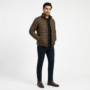 Custom <b>Men</b> Winter Outwear Puffer <b>Jacket</b> Without Hood <b>Long</b> and Warm Zipper street Style High Quality Puffer <b>Jackets</b> - Product Image 1