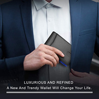 Cartera de tarjetero de fibra de carbono minimalista delgada a la moda con logotipo personalizado de lujo de cuero genuino RFID bloqueo monedero corto para hombre