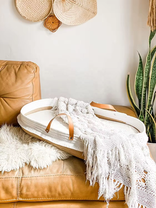 Cesta Moisés de Cuerda 100% Algodón Homeplus para Recién Nacidos, Organizador Moderno Personalizable para Pañales de Bebé, Cama <span class=keywords><strong>Plegable</strong></span> para Cambio de Pañales para Nuevos Padres - Product Image 3