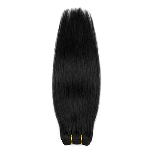 Cheveux humains indiens noirs naturels, base en soie, lisses, ensemble complet pour la tête, densité 100%, cheveux Remy, trame de cheveux doublement tirée, toutes les couleurs - Product Image 1