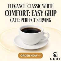 Modern wit keramiek porseleinen espresso kop en schotelset, duurzame constructie, meerdere inhoud (65ml-300ml), hotels, restaurants, cafés