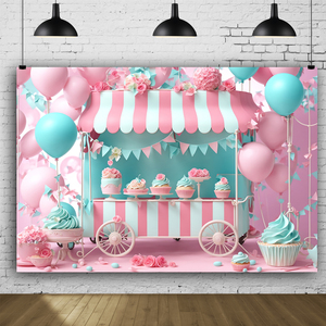 Cartoon Fantasy Candy <strong>Background</strong> Ice <strong>Cream</strong> Dessert Lollipop Photography <strong>Background</strong> Rainbow Kids Birthday Party Decoration - Product Image 3
