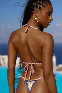 <span class=keywords><strong>JSN</strong></span> 2026 Nuevo Diseño Personalizado, Conjunto de Bikini de Dos Piezas con Lentejuelas y Diamantes, Halter, Tanga, Traje de Baño Estampado sin Espalda para Mujer - Product Image 6