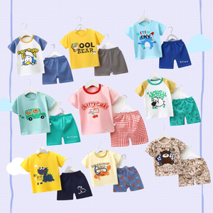 Ensembles de vêtements pour garçons à prix avantageux, en coton, t-shirt d'été pour bébé, tenue assortie pour nouveau-né et tout-petit, prêt à expédier - Product Image 1