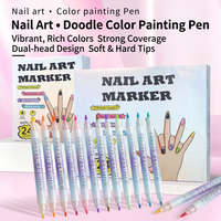 Ensemble de 28 stylos à double pointe pour nail art, pinceaux doux et pointes fines, marqueurs de dessin aux couleurs bonbon, fabriqués en Chine