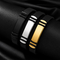 Bracelet en silicone et acier inoxydable multi-couleurs gravable, style simple et tendance pour le bureau/carrière, vente en gros