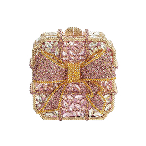 Sac de soirée de luxe en cristal avec nœud papillon, sac à main en forme de boîte scintillant pour femme, idéal pour les dîners, les rendez-vous et les mariages - Product Image 4