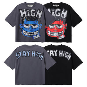 Camiseta Meichao BKYS Retro Hip Hop con Estampado de Personajes y Pedrería, de Algodón, Manga Corta, Corte Holgado, Estilo Urbano, Casual y Moderno para Verano - Product Image 3