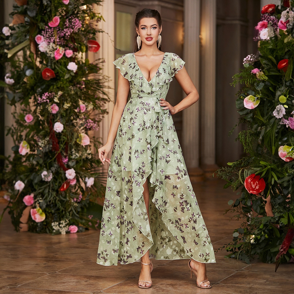 crazy green dress Elizabeth K GL2672 Prom Dress - Blue main image 1