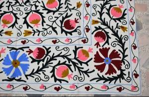 Jeté de lit, couvre-lit, tapisserie murale, nappe, broderie Suzani 100 % coton faite à la main, décoration bohème pour la maison, B2B Sup - Product Image 3