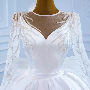 Vestido de novia de estilo corte de lujo con bordado y delicado encuadernación de lazos Precio de fábrica Decoración de encaje de industria pesada - Product Image 2