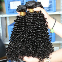 Rambut Manusia Brasil Ellayu Cuticle Aligned, 100% Virgin Unprocessed Indian Curly, Bundel Double Drawn Grosir dari Vendor