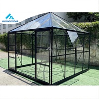Serre de jardin moderne en verre trempé avec structure métallique, facile à assembler, pour culture hydroponique et usage domestique