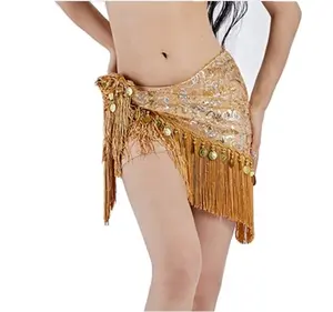 Bestdance Belly Dance Costume Hip Scarf Belly dance Belt Wrap Skirt Sequin Outfits Fringe