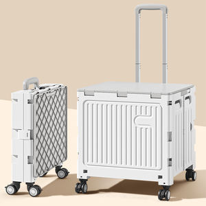 काली हरी हरी ढहने वाली खरीदारी फोल्डेबल स्टोरेज कार्ट ट्रॉली 4 पहिया आसान ले जाने वाला कार बाजार पिकनिक खरीदारी - Product Image 1