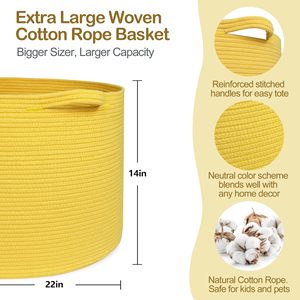 Cotton Rope Woven <b>Storage</b> Basket with Handles Diaper Caddy Nursery Nappies Organizer Baby <b>Shower</b> Basket for Kid's Room - Product Image 2