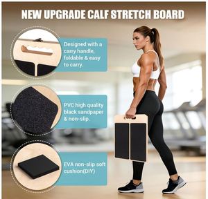 Planche inclinée personnalisée pour étirement des mollets, planche d'étirement des mollets en <span class=keywords><strong>bois</strong></span> réglable avec sangle et poster d'entraînement, capacité de 300 lb - Product Image 3