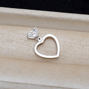 Pendentif en argent S925 en forme de cœur, 13,5 mm, avec marbre et perle, pour la création de bijoux DIY, accessoire vide pour pendentifs et composants, motif amour - Product Image 4