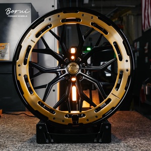 Juego de 3 Ruedas Borui Forjadas de 17, 18, 19 y 20 Pulgadas para Auto, 5x114.3, 5x112, 5x120, para Autos de Carreras, con Anillos Aero en Cali Gold Brillante - Product Image 4