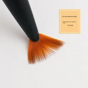 Pinceau à ongles plat en nylon avec manche en bois, embout serti, pour la sculpture, la peinture florale, le gel de photothérapie, outil d'art des ongles - Product Image 5