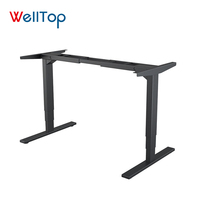 Bureau debout électrique à cadre noir WELLTOP, à moteur unique, 4 pieds, mobilier de bureau, bureau réglable en hauteur pour ordinateur