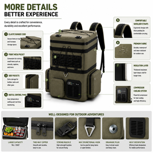 Nevera Portátil para Auto <span class=keywords><strong>de</strong></span> 18L/24L, 12V 24V DC, Compresor, Bolsa Refrigeradora para Acampar, Senderismo, Pesca y Viajes por <span class=keywords><strong>Carretera</strong></span> - Product Image 3