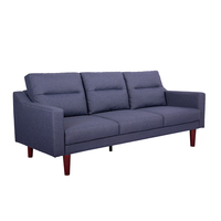 Nouveau design de canapé sectionnel convertible 3 places en tissu bleu pour salon ou hôtel pieds en bois meubles