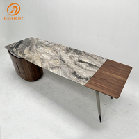 Bureau de direction contemporain de luxe avec plateau en marbre durable et pieds en acier inoxydable pour poste de travail de PDG