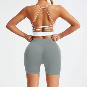 Pantalones cortos deportivos transpirables impermeables de nailon LICRA cintura alta para mujer al por mayor - Product Image 6