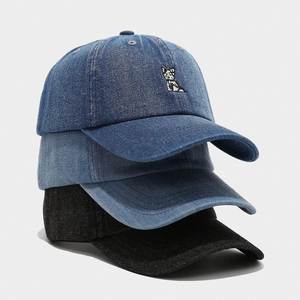 Gorras de Béisbol de Mezclilla Lavada de Moda de Verano para Hombres y Mujeres, Gorra Deportiva con Bordado de Cachorro de Dibujos Animados Retro Personalizada - Product Image 1