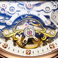 Montre mécanique JYD-055 Skeleton 44 mm pour homme, phase de lune, luminescente, automatique, avec boîtier en saphir et bracelet en cuir